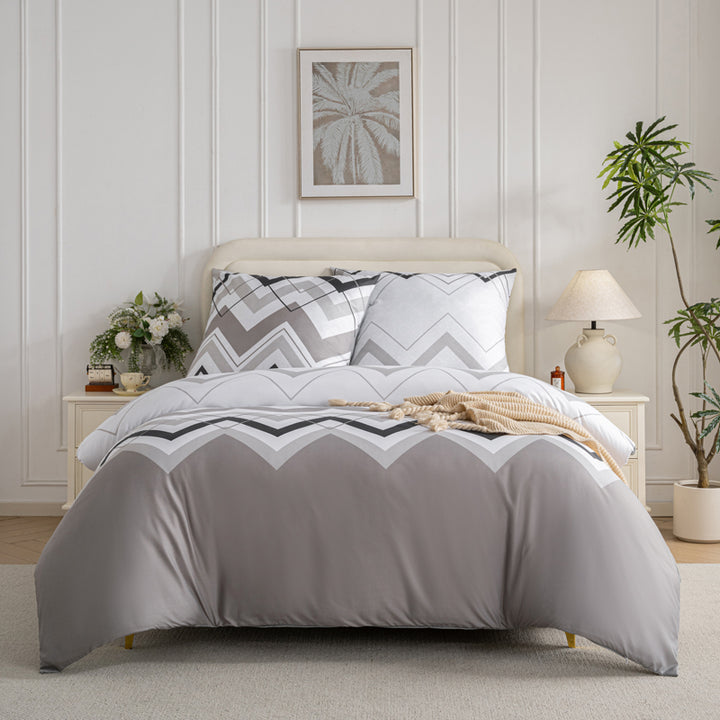 Bettwäsche Set Grau-Streif mit verdecktem Reisverschluss In Verschiedenen Größen