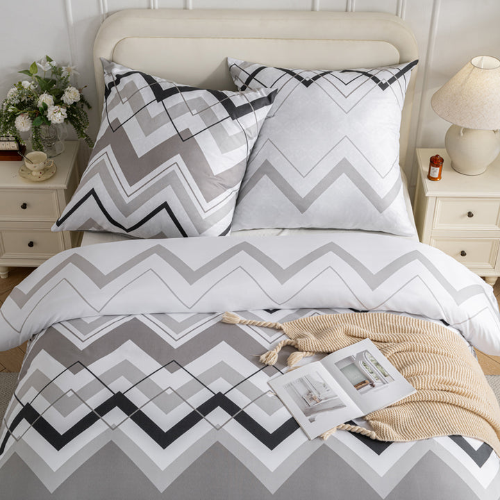 Bettwäsche Set Grau-Streif mit verdecktem Reisverschluss In Verschiedenen Größen