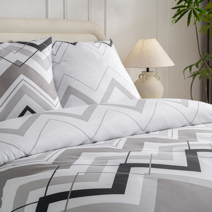 Bettwäsche Set Grau-Streif mit verdecktem Reisverschluss In Verschiedenen Größen