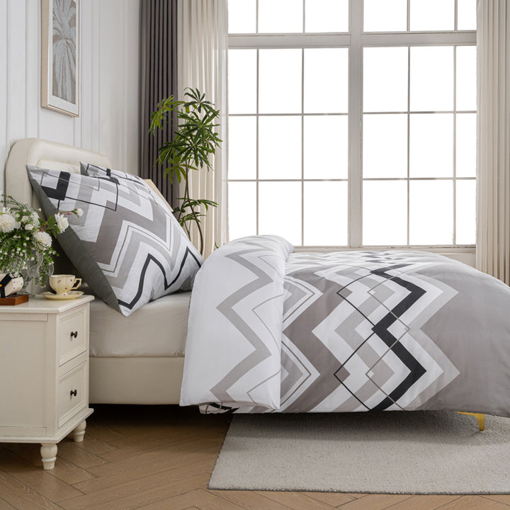 Bettwäsche Set Grau-Streif mit verdecktem Reisverschluss In Verschiedenen Größen